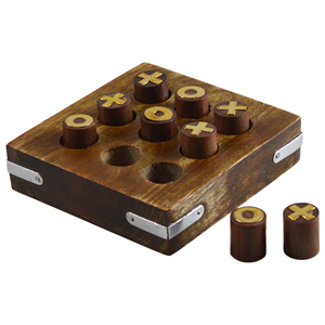 Jeu de Tic Tac Toe en Bois avec Finition Laiton, Motifs Naturels – Jouets et Jeux en Bois Très Demandés pour Enfants Mixtes de 2 à 4 Ans et de 5 à 7 Ans - Product Image 1
