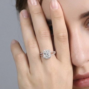 3.15ctw Radiant Cut Split Shank Bridal <b>Set</b> Lab Grown Diamond Wedding Engagement Halo <b>Ring</b> <b>Set</b> for Women in 14K Rose <b>Gold</b> - Product Image 6