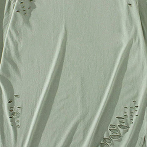 T-shirt à manches courtes pour homme, couleur unie, coupe ample, avec détails déchirés, col rond, style streetwear, jersey en coton - Product Image 6