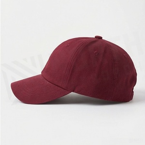 Burgundy 6-Panel <b>Baseball</b> <b>Cap</b> Adjustable Brim Unisex Solid Color Twill Fabric Casual Hat for Adults - Product Image 3