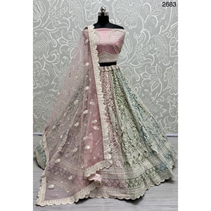 Indian Bridal Wear Velvet Collections for Bride Zarkhan Work by Fabzone FZBELLA - Product Image 3