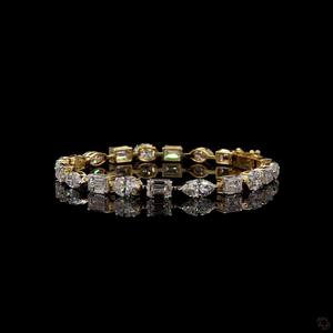 Pulsera de Oro de Lujo para Mujer con Esmeralda Cultivada en Laboratorio IGI, Diamantes de Corte Pera, Corazón, Marquesa y Princesa, Pulsera de Tenis con Múltiples Formas - Product Image 1
