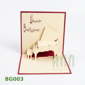 Cartes de vœux 3D pop-up personnalisées ANN HANDICRAFT Piano Anniversaire Thanksgiving, impression 4 couleurs, découpe, vernissage mat BG003 - Product Image 1
