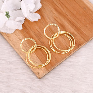 Pendientes de latón sencillos hechos a mano, joyería moderna para mujer, pendientes redondos de latón de alta calidad, pedido al por mayor - Product Image 3