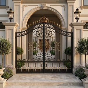 Portail double en fer forgé de style européen, résistant à la rouille ; facile à installer ; doté de motifs exquis, adapté aux villas. - Product Image 3