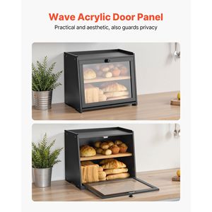 Contenitore per Pane in Bambù a Doppio Strato Homema, Grande Capacità, Portapane da Cucina in Legno Stile Rustico - Product Image 5