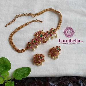Fashion Jewelry Sets Small High Neck Chokers Alloy with Gold Plating Oxidized Polish Casual - Product Image 1