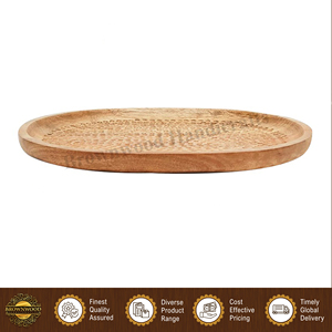 Fabriqué en Inde, plateau de service ovale en bois de manguier massif, finition naturelle, fait à la main, pour hôtels, restaurants et maison - Product Image 2