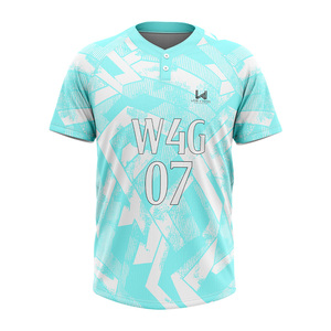 Custom Baseball Team Jersey 2 <b>Button</b> <b>Half</b> Sleeve Sublimated Uniform <b>Shirt</b> Quick Dry Breathable Wholesale OEM - Product Image 2