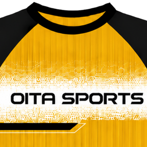 Maillot de sport raglan jaune doré et noir à manches courtes, col rond, respirant, pour entraînement athlétique, uniforme d'équipe, performance sportive - Product Image 5