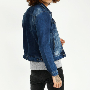 Men's Stylish 100% Cotton <b>Denim</b> <b>Jacket</b> High Quality Casual Solid Color <b>with</b> Thin Style Spring Pocket Distressed Finish - Product Image 2