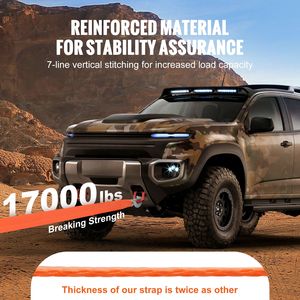 Cinghia di traino per ATV da 2 pollici x 20 piedi con fune di recupero resistente da 17.000 libbre e ganci di sicurezza per camion e veicoli - Product Image 3