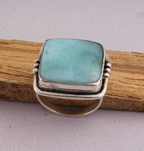 Natural Larimar Large Square <b>Ring</b> 925 Sterling <b>Silver</b> Jewelry Big Stone <b>Statement</b> <b>Ring</b> Caribbean Blue Gemstone <b>Ring</b> for Women - Product Image 6