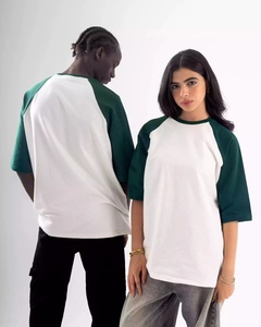 Camisetas Raglán Extra Grandes Unisex Personalizadas, de Algodón Grueso, Lisas, de Dos Tonos, de Manga Corta, Corte Holgado - Product Image 2