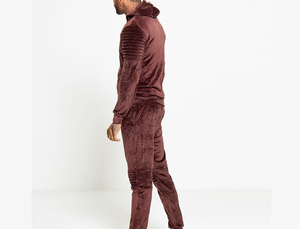 Mens Velvet <b>Velour</b> Winter <b>Tracksuit</b> Premium 2PCS Full Zip Jacket Sweatpants Breathable Solid Acid Wash Casual Fleece Adjustable - Product Image 2