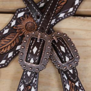 Ensemble de sellerie western en cuir perlé fait main de haute qualité, confortable et durable, avec collier de poitrage et têtière outillés, personnalisable - Product Image 4