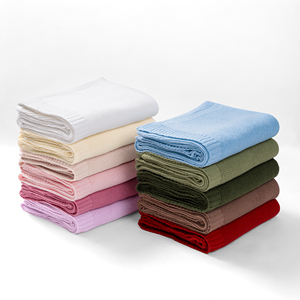 <b>Knitted</b> <b>Throw</b> Blanket Solid Green Rectangle 100% Cotton Eco-Friendly Spring Autumn Home Use Folded Simple Style Baby Sleeping - Product Image 5