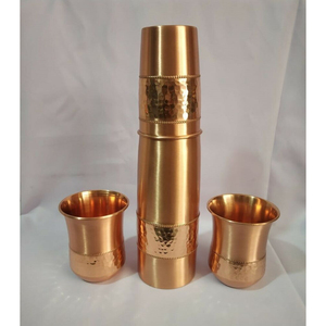 Enamel Design Pure Copper Water Bottle with Two Glass For Hydration Yoga & Ayurveda Inspired Drinkware Bottle With Packaging - Product Image 6