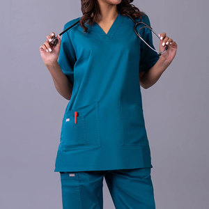 Ensemble de blouses médicales professionnelles pour femmes, col en V, tenue de travail pour le secteur de la santé, uniforme d'infirmière d'hôpital confortable, blouses d'hôpital en gros - Product Image 1