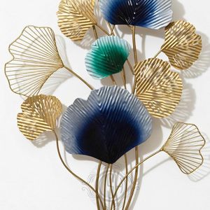 Handcrafted Gold Framed 3D Metal Floral <b>Wall</b> Art with Blue and Teal Flowers for Modern Home <b>Decor</b> - Product Image 6