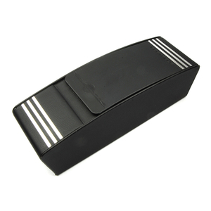 กล่องใส่แว่นตาแบบพลิกเปิดสีดำ ทำจากหนัง PU พร้อมลายทาง - Product Image 2