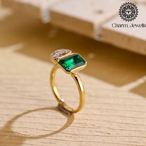 Bague de fiançailles pour femme Charm Jewells plaquée or 18 carats avec moissanite taille coussin, sertie à griffes, pierre précieuse classique certifiée IGI - Product Image 6