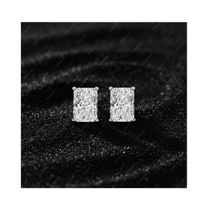 Regalos de Navidad, Pendientes de Diamante Cultivado en Laboratorio con Certificación GIA IGI de 3.0ct, Corte Radiante, Oro Fino, Plata de Ley 925, para Él y Ella - Product Image 1