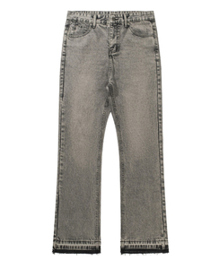 Pantalones Vaqueros Anchos Transpirables de Tiro Medio para Hombre, Estilo Casual de Otoño-Verano, Color Gris Ahumado, con Borlas, Gris Cemento, Diseño Liso, con Botones - Product Image 5