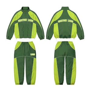 Men's Custom Color Panel Patchwork Windbreaker and Zip-up Track <b>Jacket</b> Shorts Set Wholesale Printed Polyester Nylon Tracksuit - Product Image 6