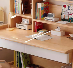 White Ergonomic Wooden Multi-functional <b>Study</b> <b>Desk</b> and Bookshelf Set with Storage Shelves for Children's Home Office - Product Image 6