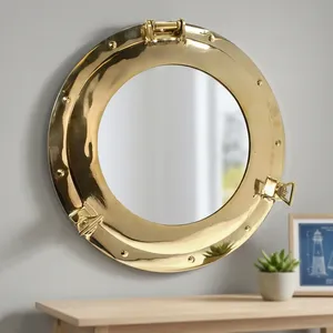 Vintage <b>Gold</b> Round Porthole Wall <b>Mirror</b> with Hinged Metal <b>Frame</b> Nautical Decorative <b>Mirror</b> for Bathroom Bedroom Home Decor - Product Image 6
