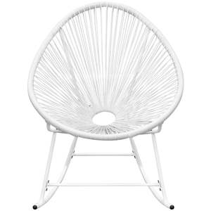 Silla mecedora de ratán PE blanco de resistencia media con estructura de acero con recubrimiento en polvo para jardín - Product Image 2