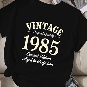 Camiseta Vintage de Edición Limitada de 1985 para Mujer, Diseño Informal con Estampado en Tejido de Poliéster, Cuello Redondo, Manga Corta, Diseño de 1985 - Product Image 1