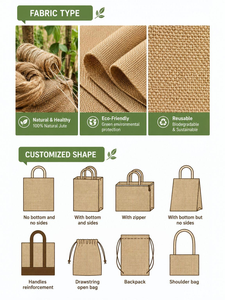 Sac de rangement en jute multi-usage de qualité export, avec fermeture personnalisable en corde, taille moyenne, idéal pour l'organisation à domicile et en voyage - Product Image 4