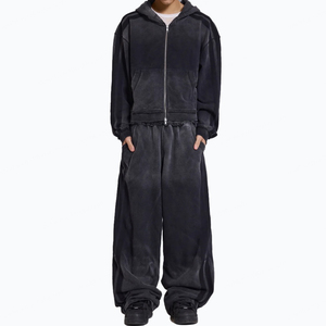 Customized Men's Black Fleece <b>Harem</b> Pants Elastic Waist Side Pockets Casual Style Breathable Midweight Autumn Wear - Product Image 3