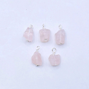 Rose Quartz Raw Stone Charm 8-10 mm Handmade Wire <b>Wrapped</b> Pendant Jewelry Making Supply Pink Crystal Healing Stone - Product Image 4
