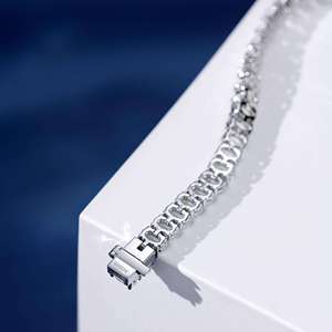 Bracelet classique en argent 925 à maillons, design géométrique, unisexe, à porter au quotidien - Product Image 1