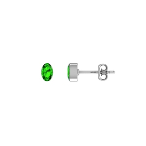 925 Sterling Silver Chrome Diopside Natural Pear Oval Cut Butterfly Lock Stud <b>Earrings</b> Classic Style Bezel Setting Party Gift - Product Image 1