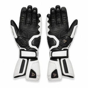 Gants de moto en cuir blanc OEM personnalisés avec protection renforcée des doigts et logo de marque privée - Product Image 2