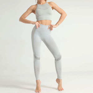 Conjunto de Yoga de 2 Piezas para Mujer, Tallas Grandes, Precio Económico, Cómodo, Diseño Sólido, Transpirable, Cintura Elástica - Product Image 1