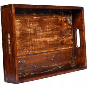 Plateau de service en bois d'acacia de haute qualité, plateau de service décoratif pour restaurant, hôtel, mariage, plateau de service en bois poli personnalisé - Product Image 6