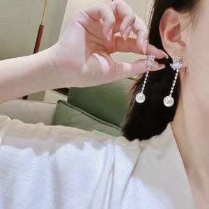Wenchi S925 Pure Silver <b>Earrings</b> with 10-11MM Natural Round <b>Pearls</b> Almost Flawless Elegant Design for Women China - Product Image 4