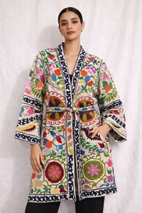 Trouvez un motif similaire : Vêtements pour femmes en toile 100% coton, design confortable et frais, broderie Suzani traditionnelle, soldes de Noël - Product Image 6