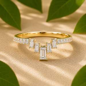 Anillos de Boda Clásicos con Diamantes Cultivados en Laboratorio con Corte Baguette, Oro Sólido de 14K, Anillos Apilables con Diamantes para Aniversario, Joyería Fina para Mujer - Product Image 1