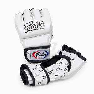 ถุงมือฝึกซ้อมมวย MMA ซานด้า Fairtex สีขาว ครึ่งนิ้ว หนังแท้ ปิดด้วยแถบตีนตุ๊กแก สำหรับศิลปะการต่อสู้ - Product Image 3
