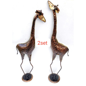 ชุดรูปปั้นยีราฟทองเหลือง งานฝีมือประดับตกแต่งบ้าน ชุบทอง 2 ชิ้น - Product Image 5