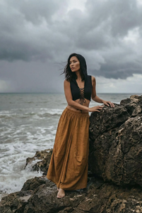 Jupe longue hippie pour femme, en coton gaze biologique, à volants, ample et fluide, style bohème, cadeau pour elle - Product Image 3