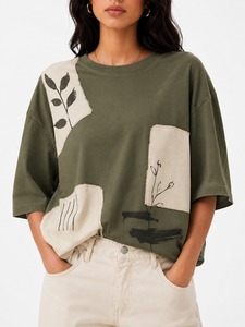 Women's Oversized Casual T-Shirts Summer Breathable Quick Dry Eco-Friendly Polyester/Cotton <b>Blend</b> OEM Service - Product Image 1