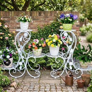Support de plante en fer forgé à motif vintage exquis, durable, avec revêtement en poudre, support de pot de fleurs en métal à motifs raffinés, décoratif - Product Image 3