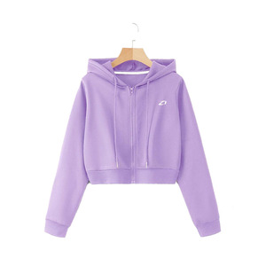 เสื้อฮู้ดครอปผ้าฝ้ายฟลีซสำหรับผู้หญิง ปักโลโก้ตามสั่ง ระบายอากาศได้ดี มีซับใน ทรงไหล่ตก สไตล์สตรีทแวร์ ความยาวสั้น - Product Image 1